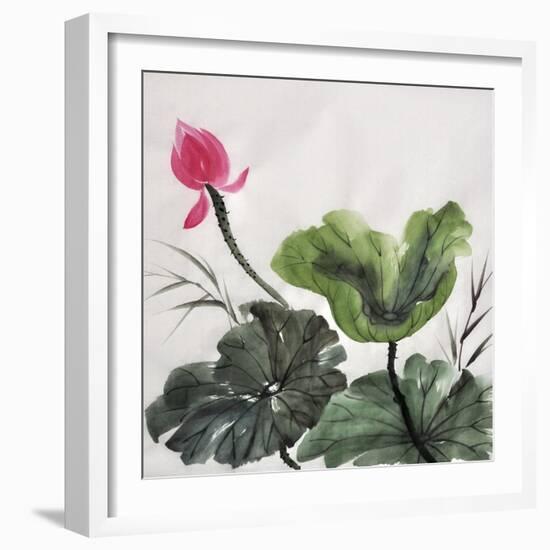 Watercolor Painting Of Lotus Flower-Surovtseva-Framed Art Print