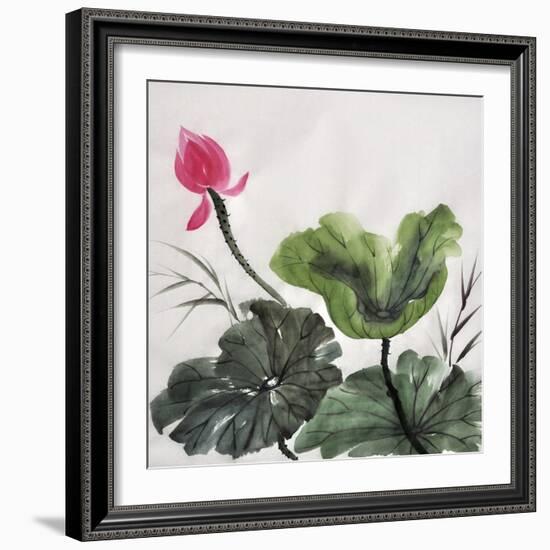 Watercolor Painting Of Lotus Flower-Surovtseva-Framed Art Print