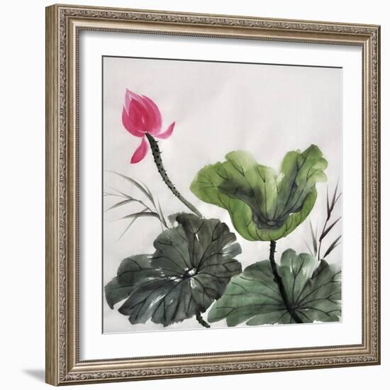 Watercolor Painting Of Lotus Flower-Surovtseva-Framed Premium Giclee Print