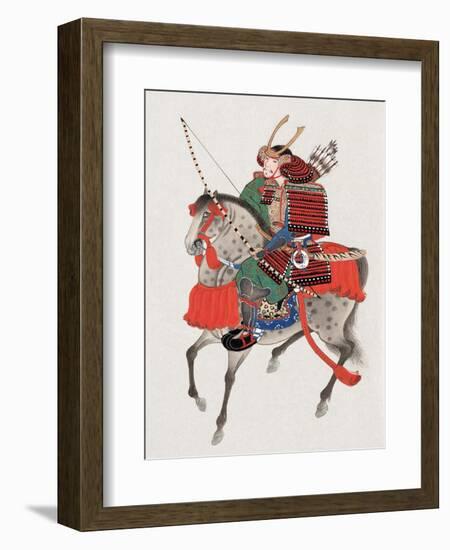 Watercolor Painting of Samurai on Horseback-null-Framed Photographic Print