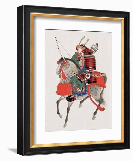 Watercolor Painting of Samurai on Horseback-null-Framed Photographic Print