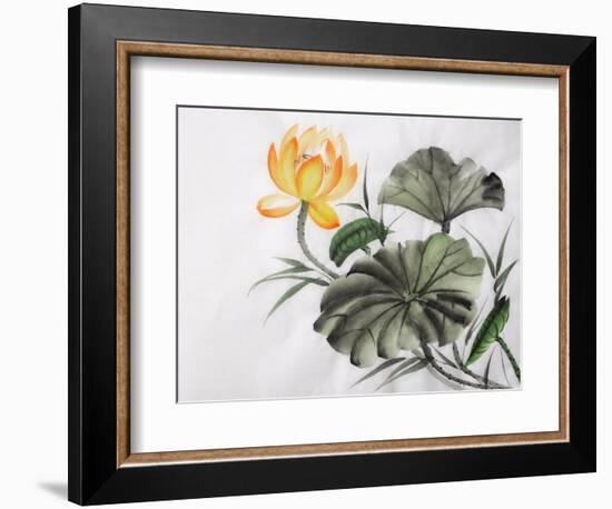 Watercolor Painting Of Yellow Lotus Flower-Surovtseva-Framed Art Print