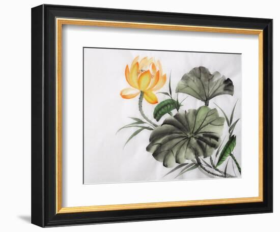 Watercolor Painting Of Yellow Lotus Flower-Surovtseva-Framed Art Print