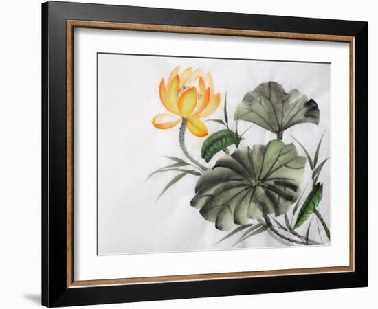 Watercolor Painting Of Yellow Lotus Flower-Surovtseva-Framed Premium Giclee Print