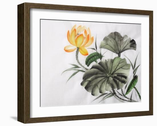 Watercolor Painting Of Yellow Lotus Flower-Surovtseva-Framed Art Print