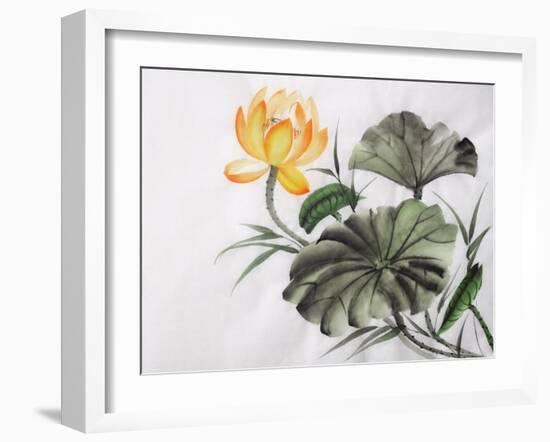 Watercolor Painting Of Yellow Lotus Flower-Surovtseva-Framed Art Print