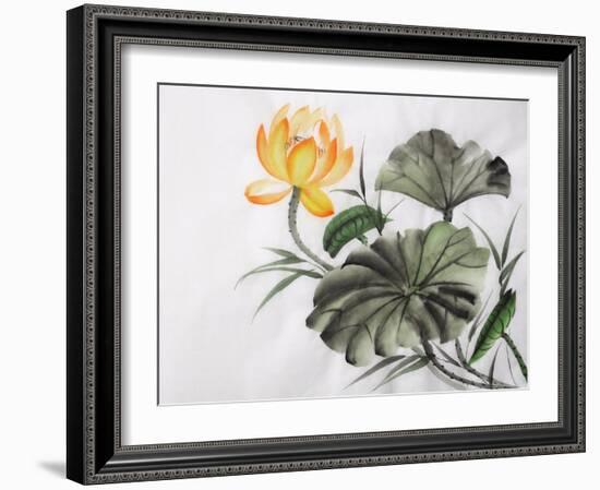 Watercolor Painting Of Yellow Lotus Flower-Surovtseva-Framed Art Print