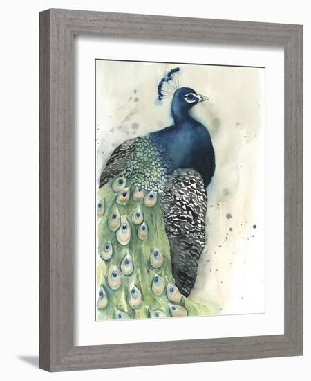 Watercolor Peacock Portrait I-Grace Popp-Framed Art Print