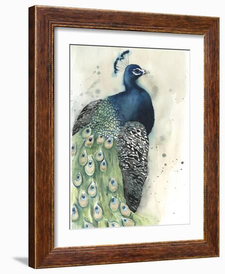 Watercolor Peacock Portrait I-Grace Popp-Framed Art Print