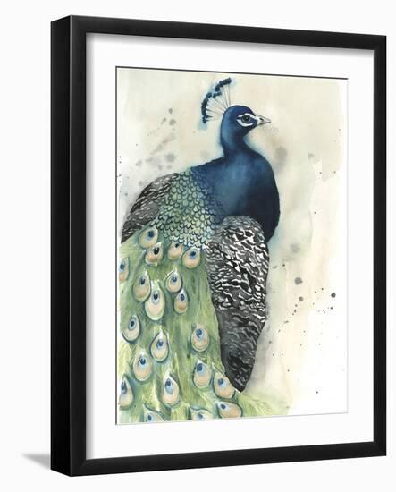 Watercolor Peacock Portrait I-Grace Popp-Framed Art Print