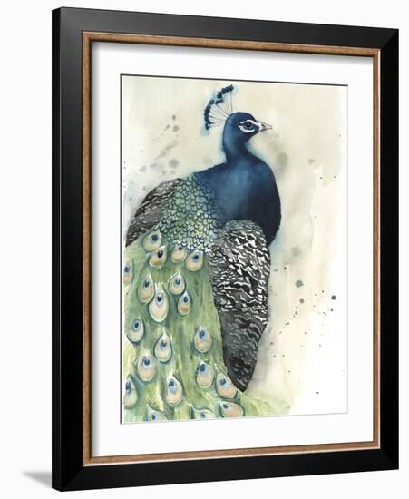 Watercolor Peacock Portrait I-Grace Popp-Framed Art Print