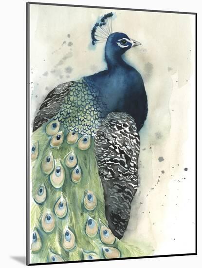 Watercolor Peacock Portrait I-Grace Popp-Mounted Art Print