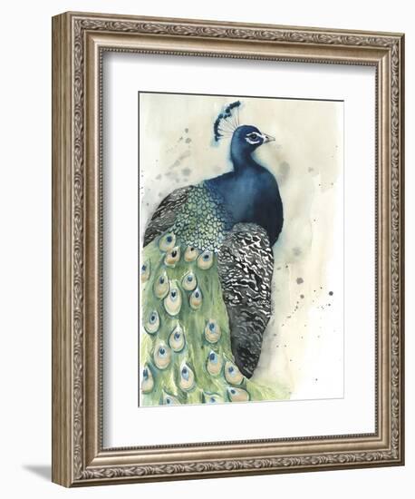 Watercolor Peacock Portrait I-Grace Popp-Framed Art Print