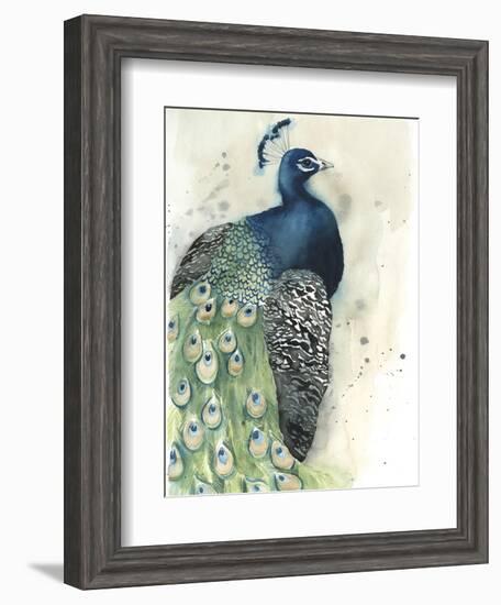 Watercolor Peacock Portrait I-Grace Popp-Framed Art Print