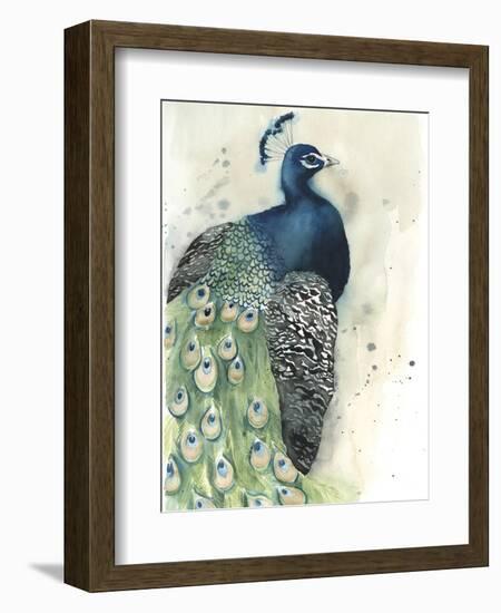 Watercolor Peacock Portrait I-Grace Popp-Framed Art Print