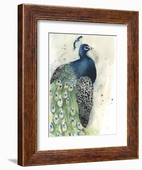 Watercolor Peacock Portrait I-Grace Popp-Framed Art Print