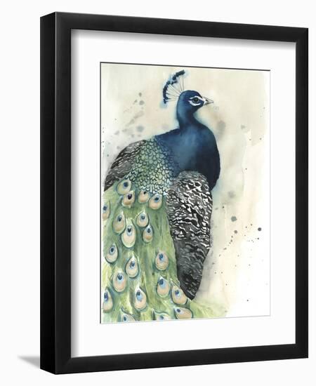 Watercolor Peacock Portrait I-Grace Popp-Framed Art Print