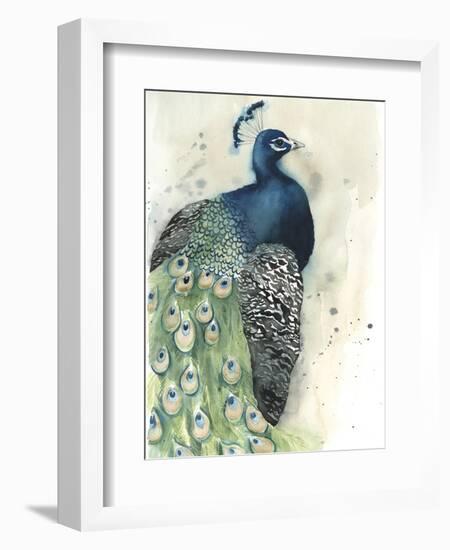 Watercolor Peacock Portrait I-Grace Popp-Framed Art Print