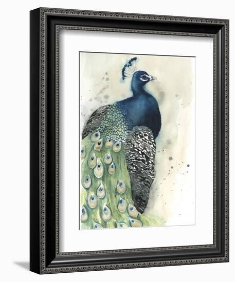 Watercolor Peacock Portrait I-Grace Popp-Framed Art Print