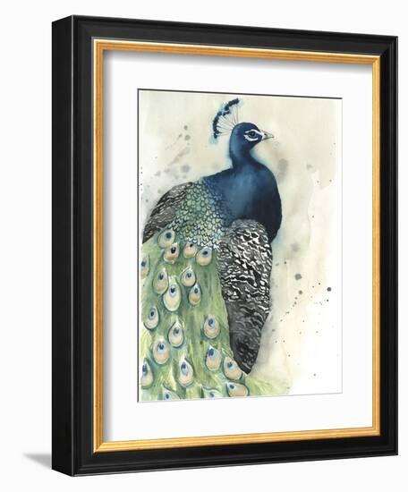 Watercolor Peacock Portrait I-Grace Popp-Framed Art Print