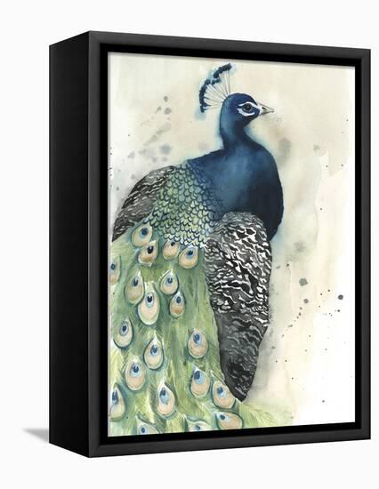 Watercolor Peacock Portrait I-Grace Popp-Framed Stretched Canvas