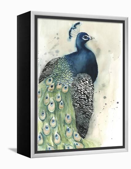 Watercolor Peacock Portrait I-Grace Popp-Framed Stretched Canvas