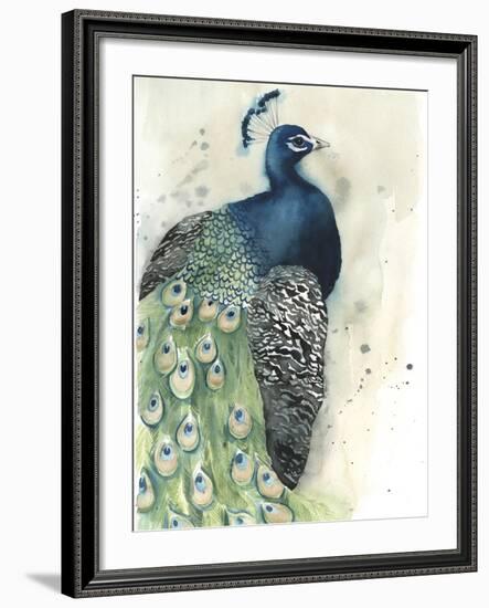 Watercolor Peacock Portrait I-Grace Popp-Framed Art Print