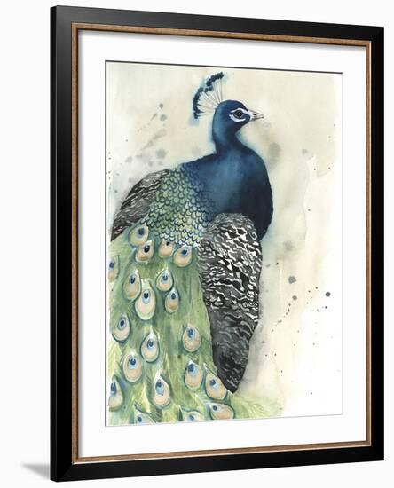 Watercolor Peacock Portrait I-Grace Popp-Framed Art Print