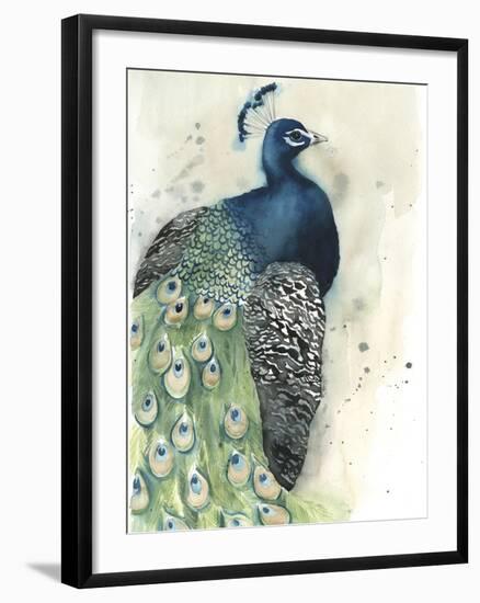 Watercolor Peacock Portrait I-Grace Popp-Framed Art Print