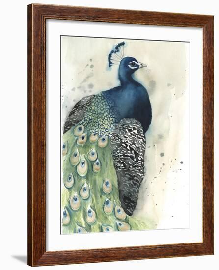 Watercolor Peacock Portrait I-Grace Popp-Framed Art Print