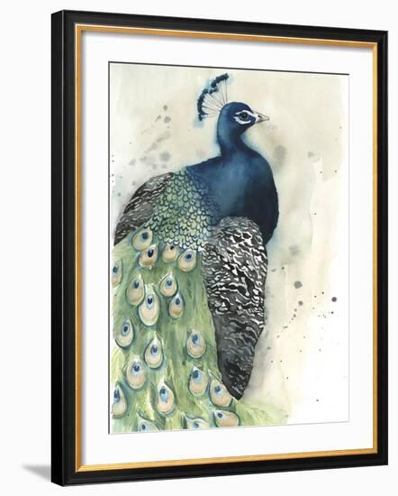 Watercolor Peacock Portrait I-Grace Popp-Framed Art Print