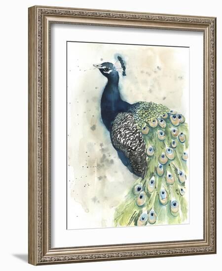 Watercolor Peacock Portrait II-Grace Popp-Framed Premium Giclee Print