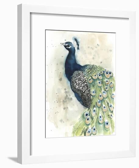 Watercolor Peacock Portrait II-Grace Popp-Framed Premium Giclee Print