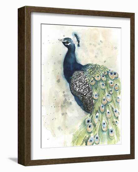 Watercolor Peacock Portrait II-Grace Popp-Framed Art Print