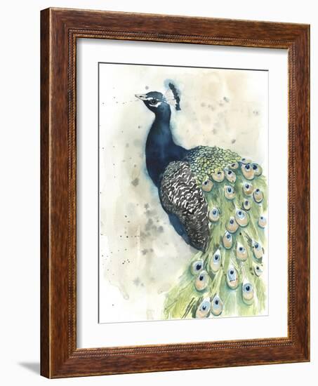 Watercolor Peacock Portrait II-Grace Popp-Framed Art Print