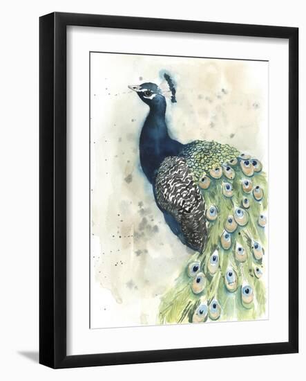 Watercolor Peacock Portrait II-Grace Popp-Framed Art Print