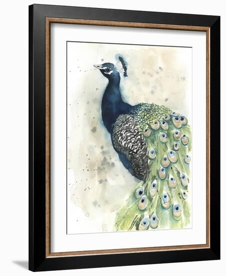 Watercolor Peacock Portrait II-Grace Popp-Framed Art Print