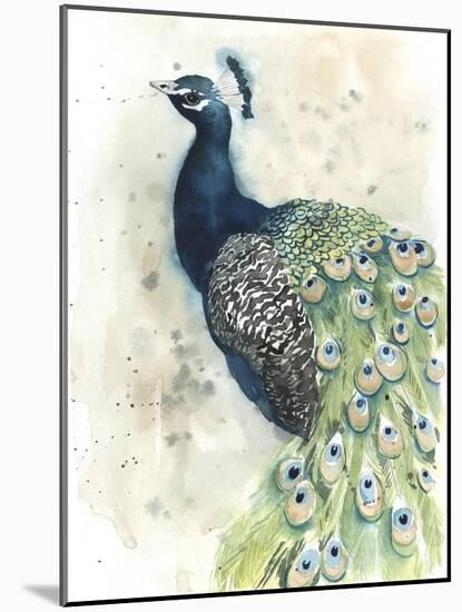 Watercolor Peacock Portrait II-Grace Popp-Mounted Art Print