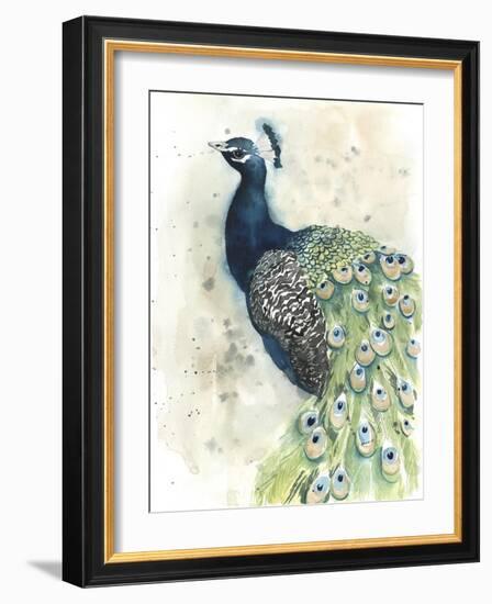 Watercolor Peacock Portrait II-Grace Popp-Framed Art Print