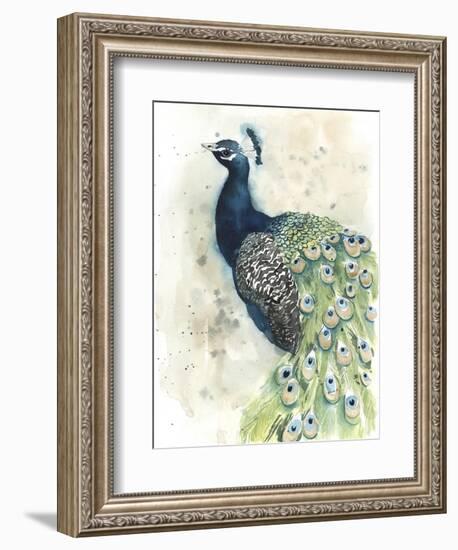 Watercolor Peacock Portrait II-Grace Popp-Framed Art Print