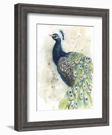 Watercolor Peacock Portrait II-Grace Popp-Framed Art Print