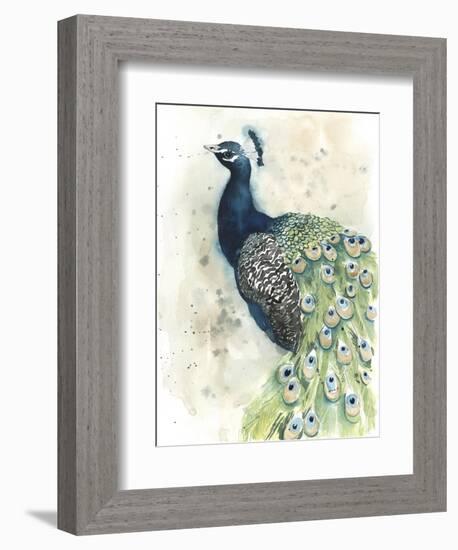 Watercolor Peacock Portrait II-Grace Popp-Framed Art Print