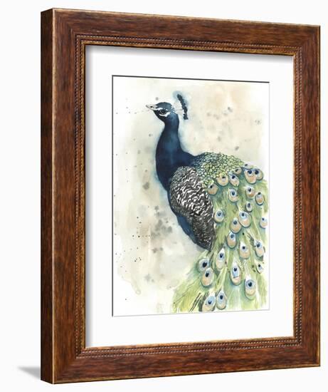 Watercolor Peacock Portrait II-Grace Popp-Framed Art Print