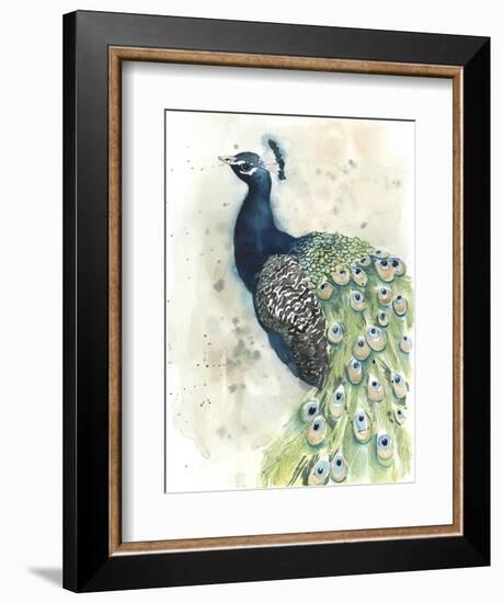 Watercolor Peacock Portrait II-Grace Popp-Framed Art Print