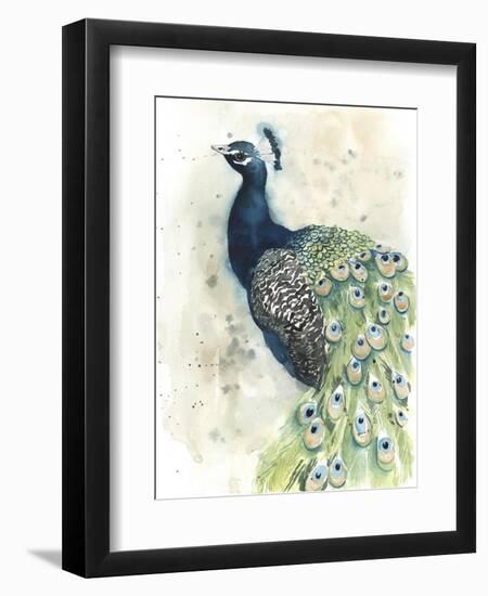 Watercolor Peacock Portrait II-Grace Popp-Framed Art Print