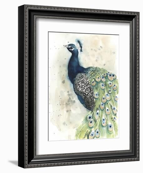 Watercolor Peacock Portrait II-Grace Popp-Framed Art Print