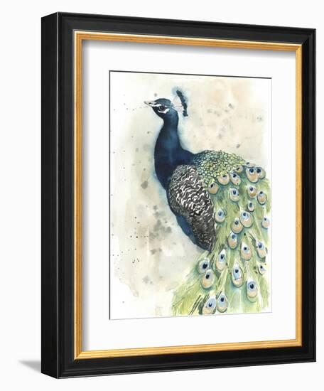 Watercolor Peacock Portrait II-Grace Popp-Framed Art Print