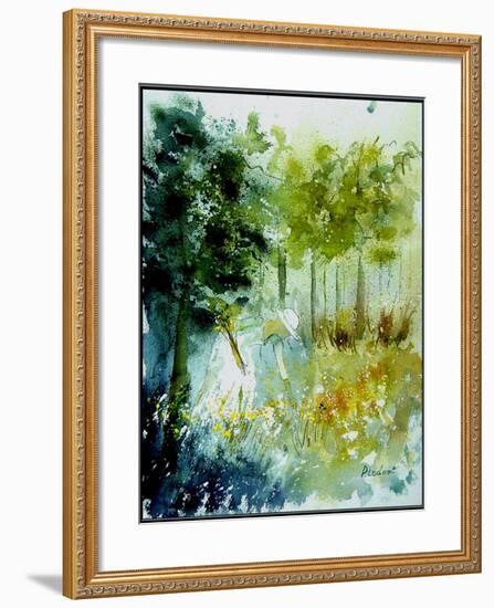 Watercolor Picking Flowers-Pol Ledent-Framed Art Print