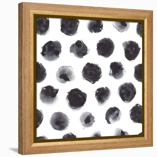 Watercolor Polka Dot Pattern in Black and Gray.-null-Framed Stretched Canvas