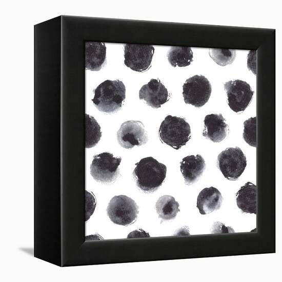 Watercolor Polka Dot Pattern in Black and Gray.-null-Framed Stretched Canvas